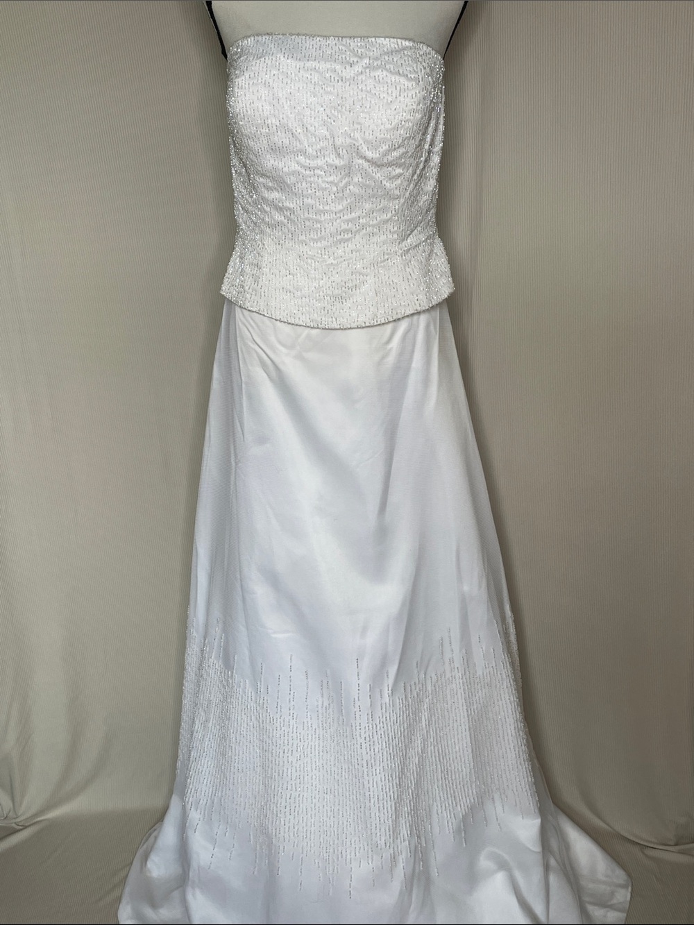 Tiffany’s Bridal Strapless Beaded Wedding Dress Size 10 White